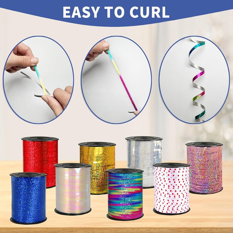 WFAUIBR 500 Yards Rainbow Color Ribbon - 5mm Width Curling Crimped Shiny Ribbon for Balloon String, Parties, Crafts, Gift Wrapping & Decoration - Image 4